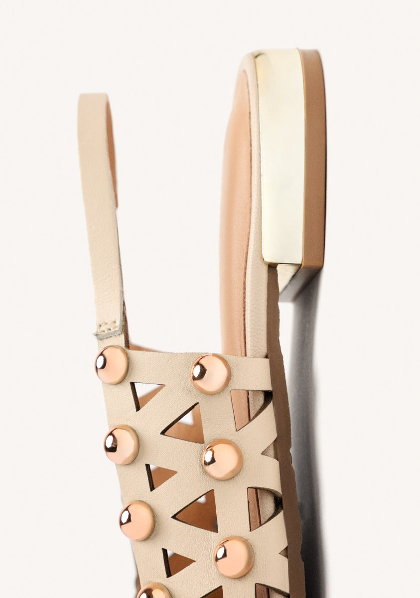 STUDDED LEATHER SLINGBACK BALLET FLATS CALAMUS