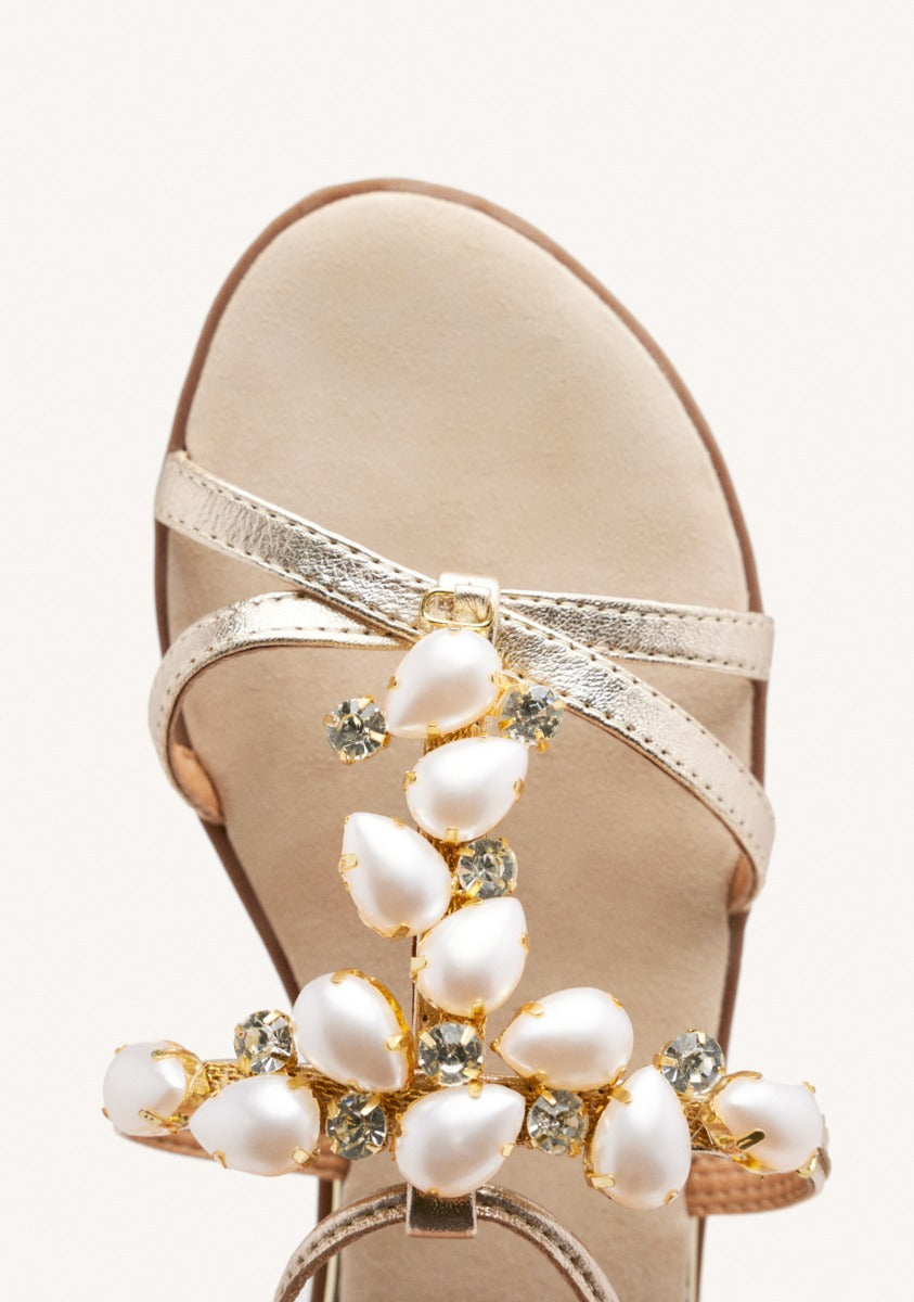 LEATHER PEARL SANDALS JANICE