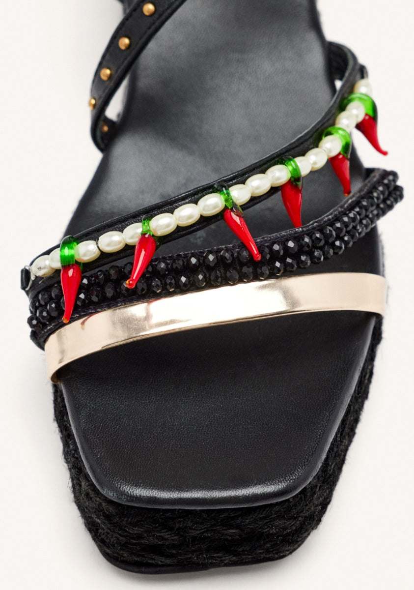 BEADED LEATHER SANDALS XENA