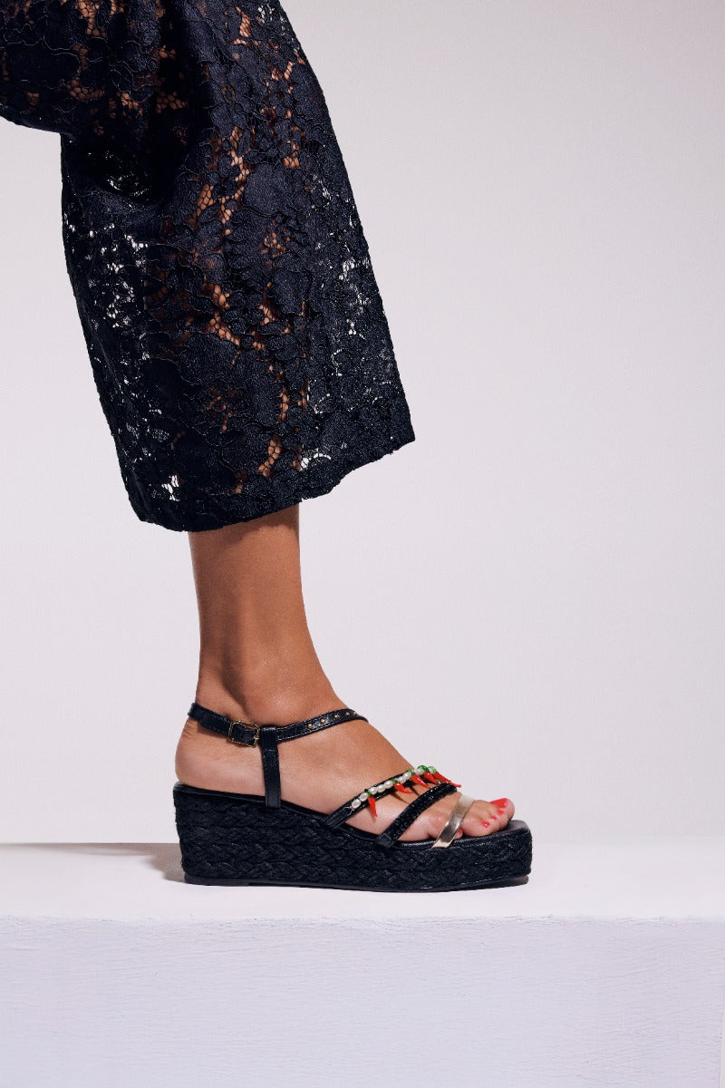 BEADED LEATHER SANDALS XENA