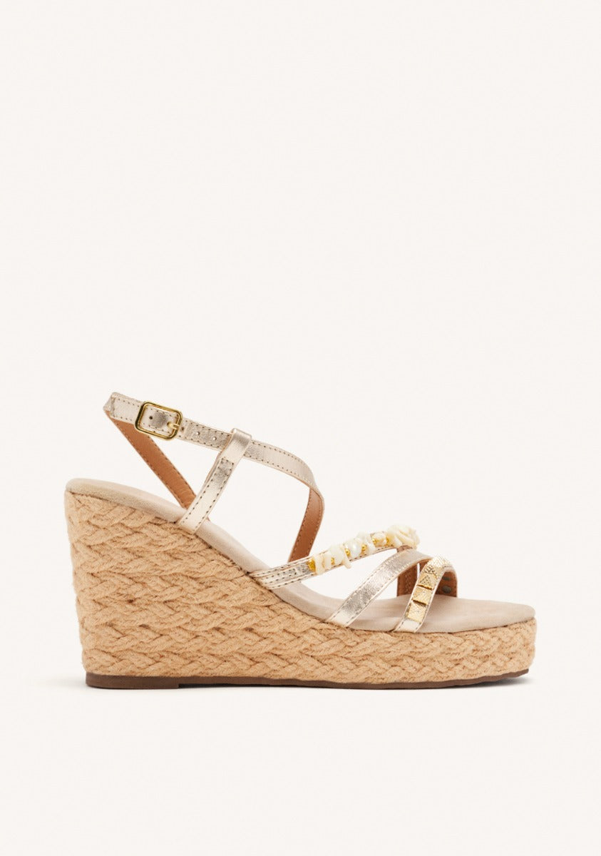 JUTE WEDGE LEATHER SANDALS ZOLA