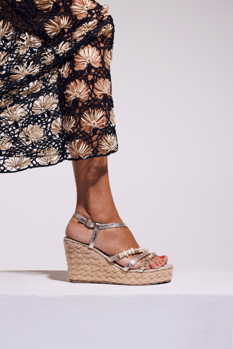 JUTE WEDGE LEATHER SANDALS ZOLA