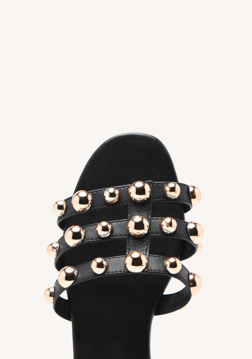 LEATHER STUDDED FLAT SANDALS DEKORRA