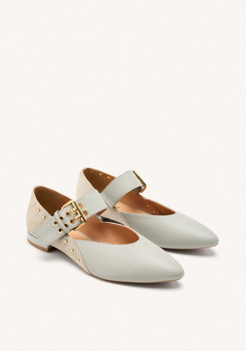 STUDDED LEATHER BALLET FLATS GRANTHAM