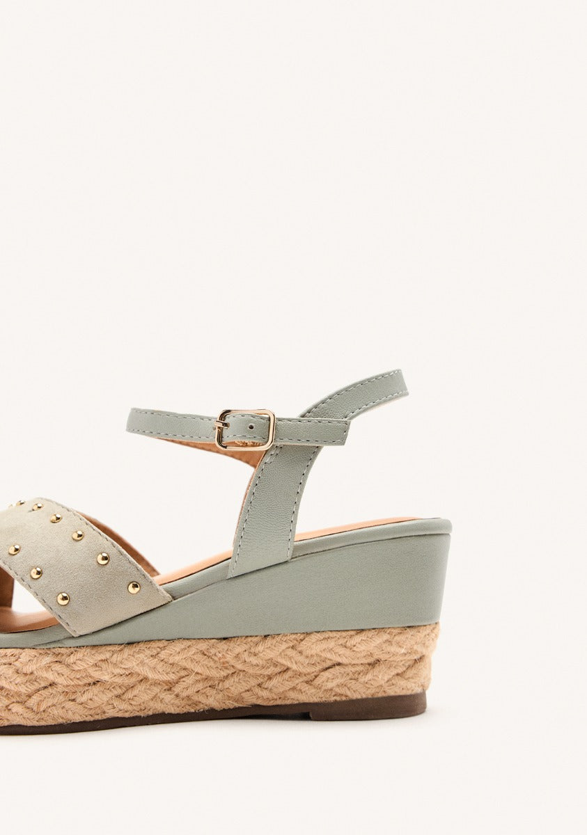 LEATHER SANDALS AND RAFFIA WEDGE GILSUM
