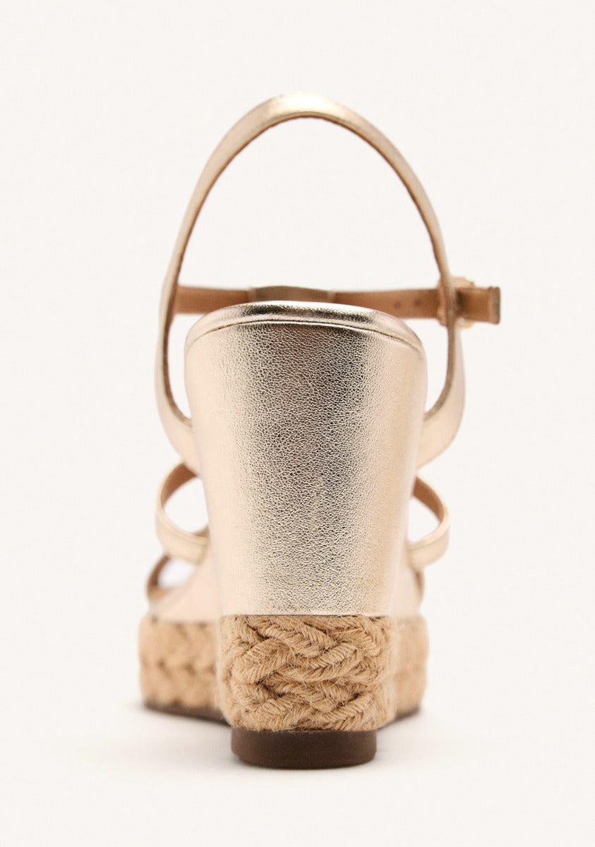 LEATHER FRINGE WEDGE SANDALS ELDERON
