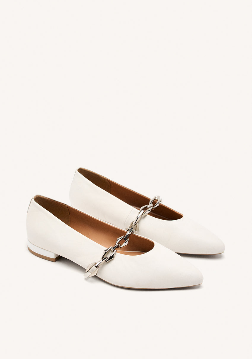CHAIN LEATHER BALLET FLATS HALLIE