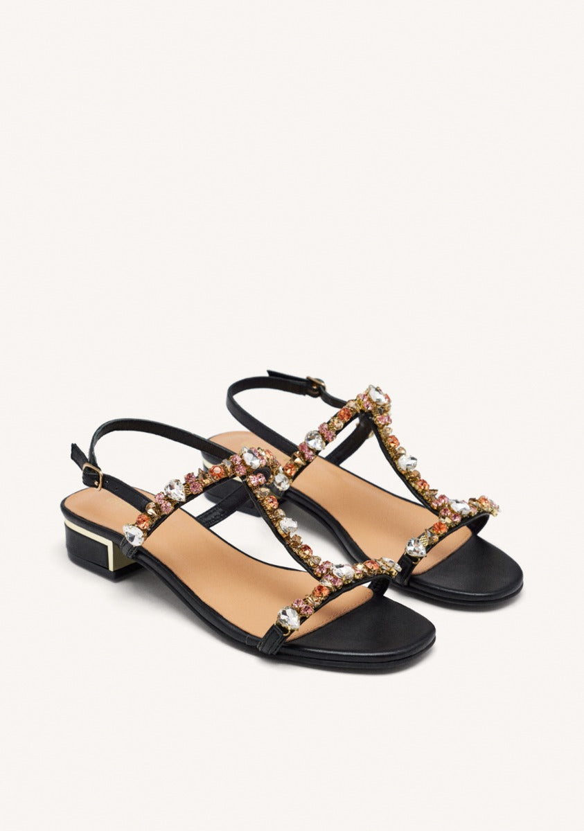 LEATHER BEADED HEEL SANDALS MASARDIS