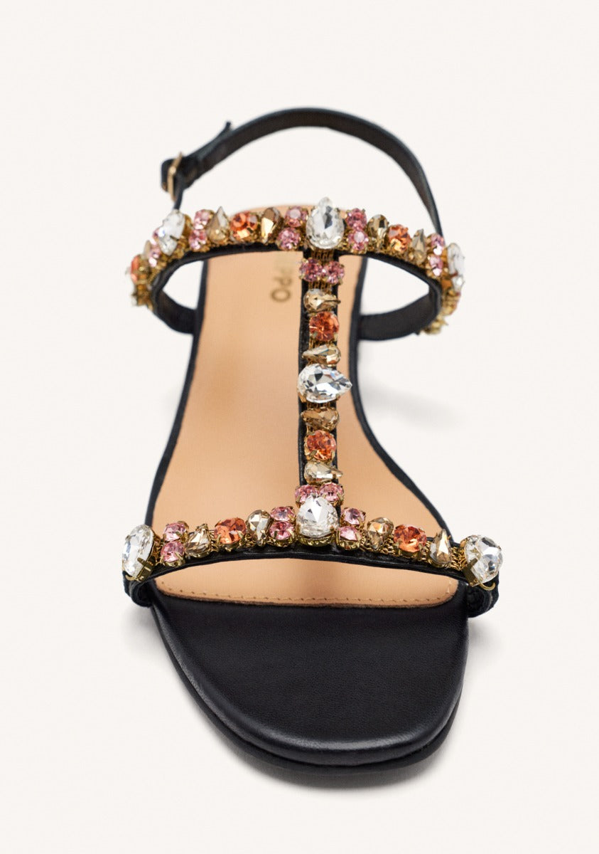 LEATHER BEADED HEEL SANDALS MASARDIS