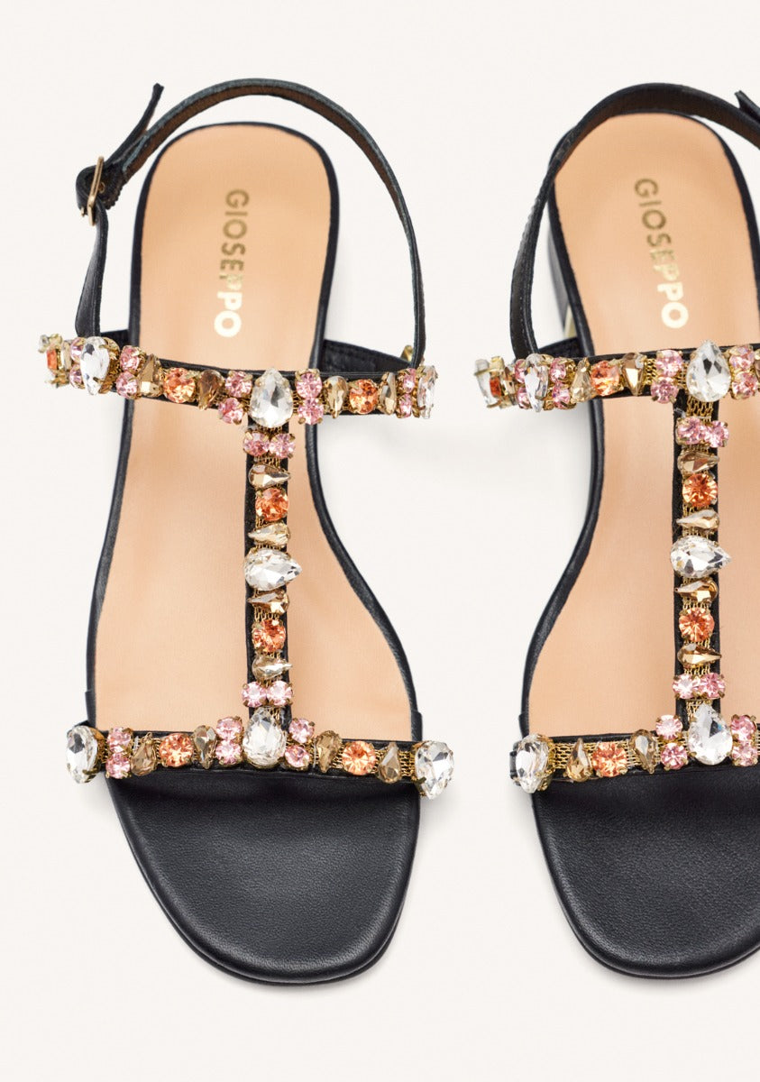 LEATHER BEADED HEEL SANDALS MASARDIS