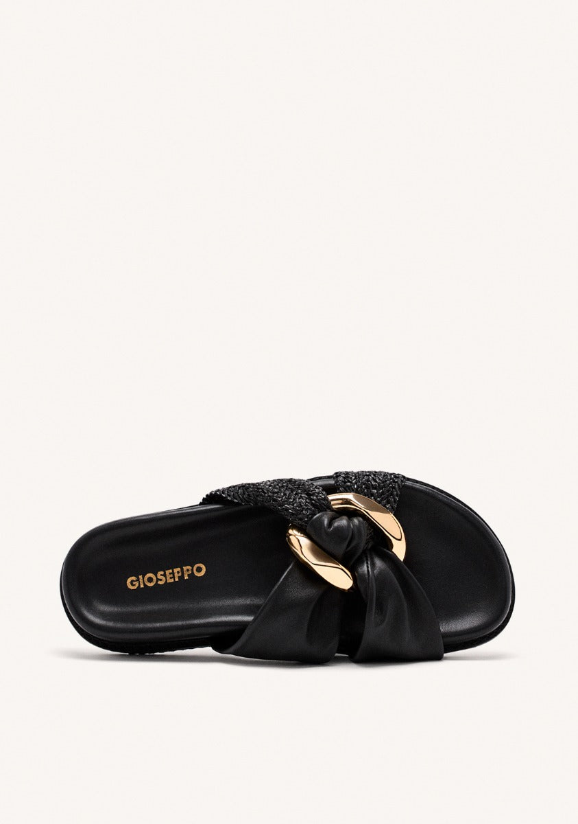LEATHER RAFFIA SANDALS TISBURY