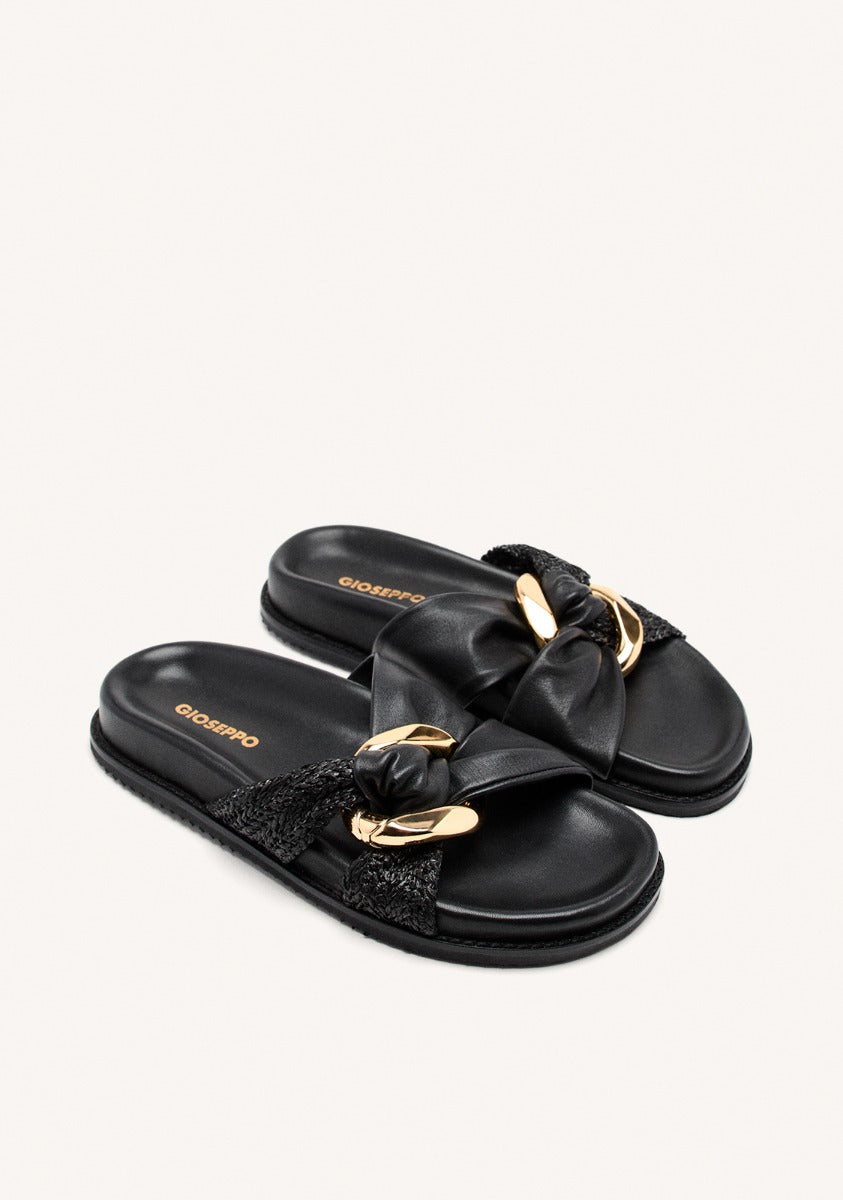 LEATHER RAFFIA SANDALS TISBURY