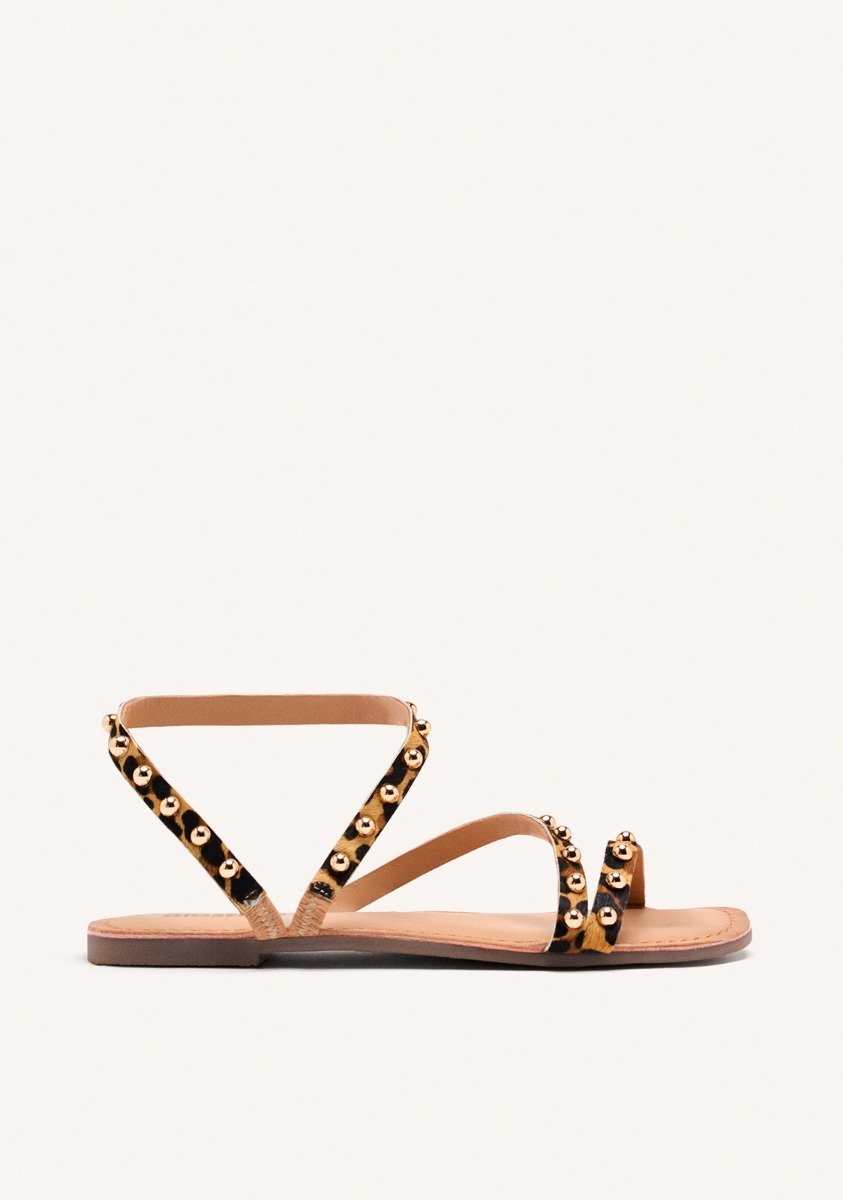 ANIMAL PRINT LEATHER SANDALS OGEMA