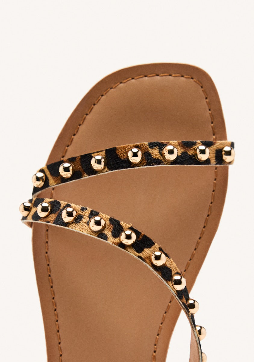 ANIMAL PRINT LEATHER SANDALS OGEMA