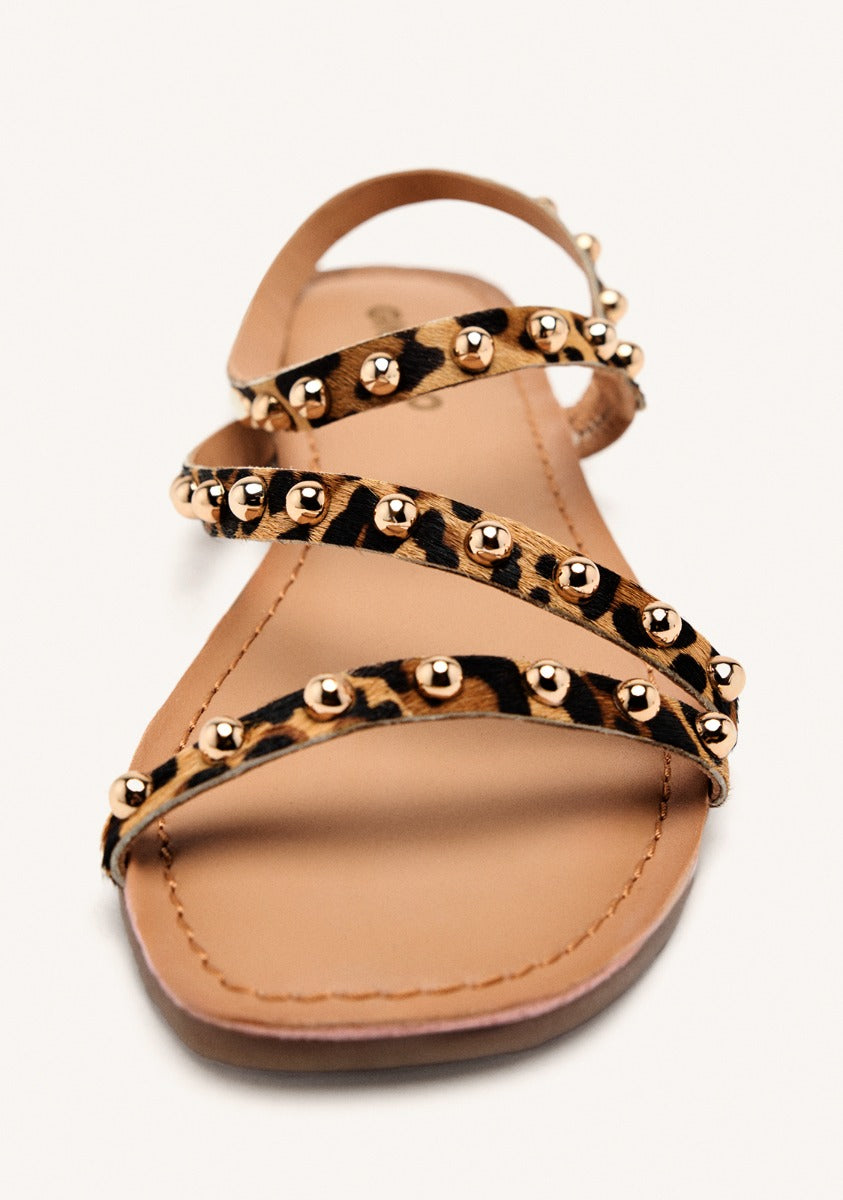 ANIMAL PRINT LEATHER SANDALS OGEMA