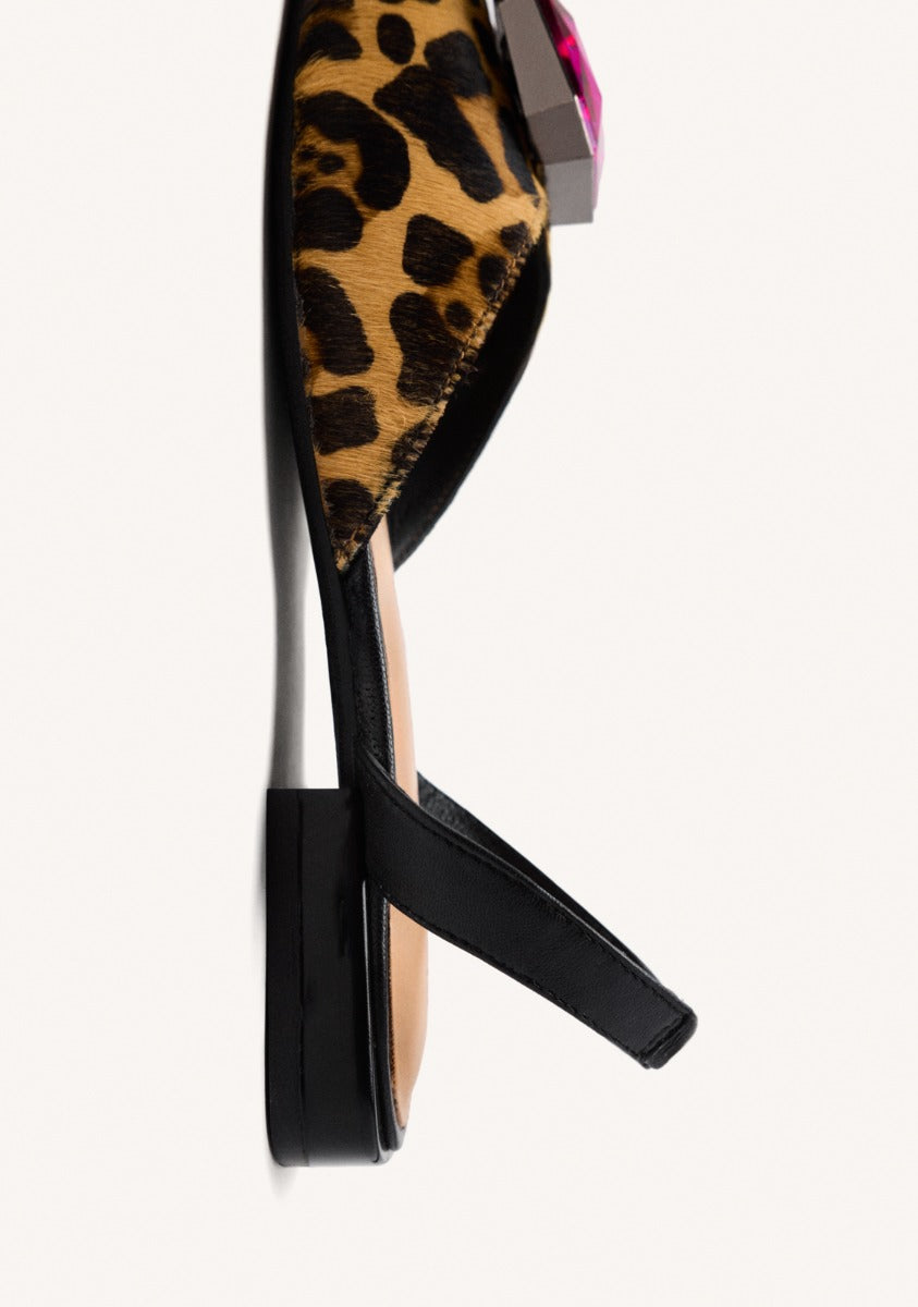 LEOPARD LEATHER MULES HUGHES