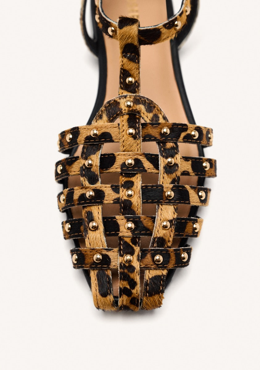 LEOPARD LEATHER CRAB SANDALS HATFIELD