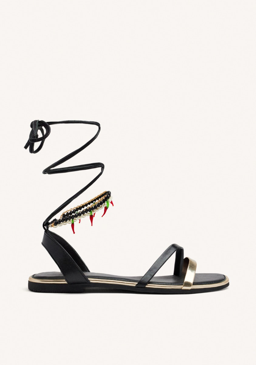 BEADED LEATHER SANDALS MILLIE