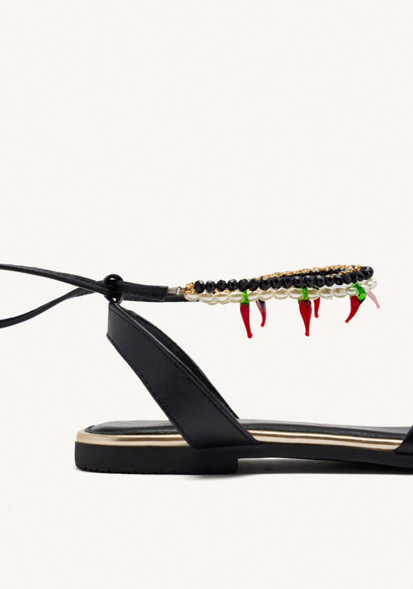 BEADED LEATHER SANDALS MILLIE