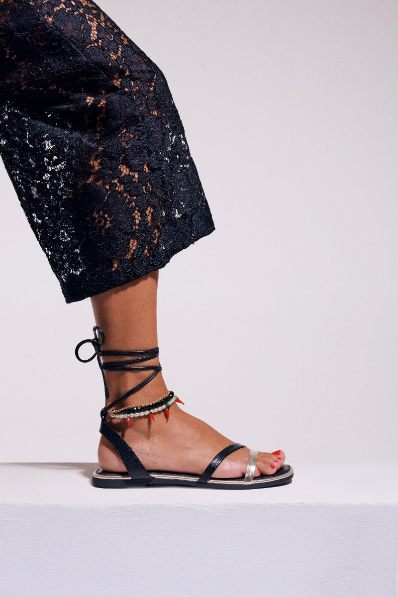 BEADED LEATHER SANDALS MILLIE