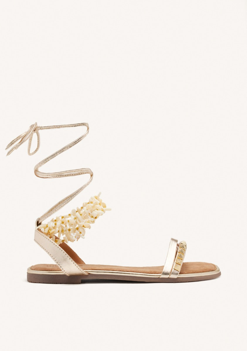 LEATHER SANDALS WITH STUDS AND BEADS PHOEBE
