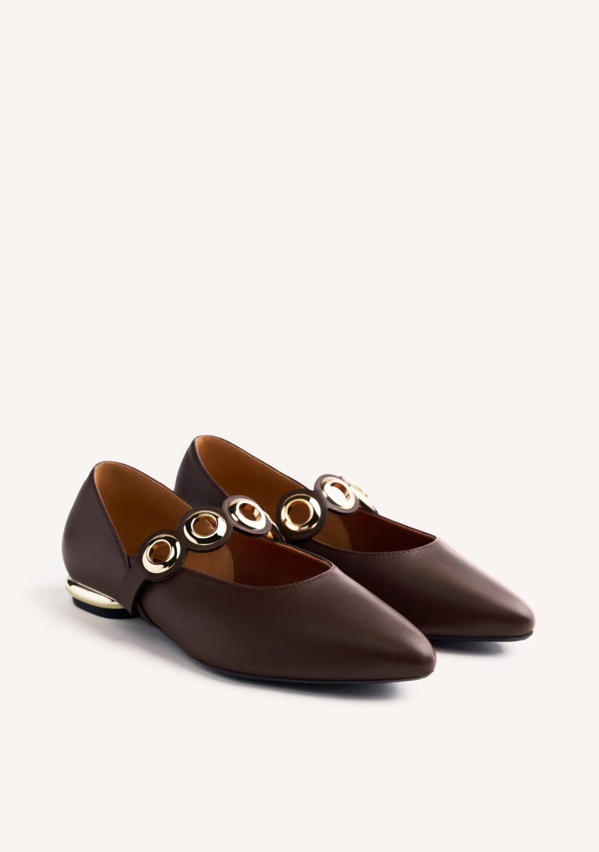 EYELET LEATHER BALLET FLATS NIMROD