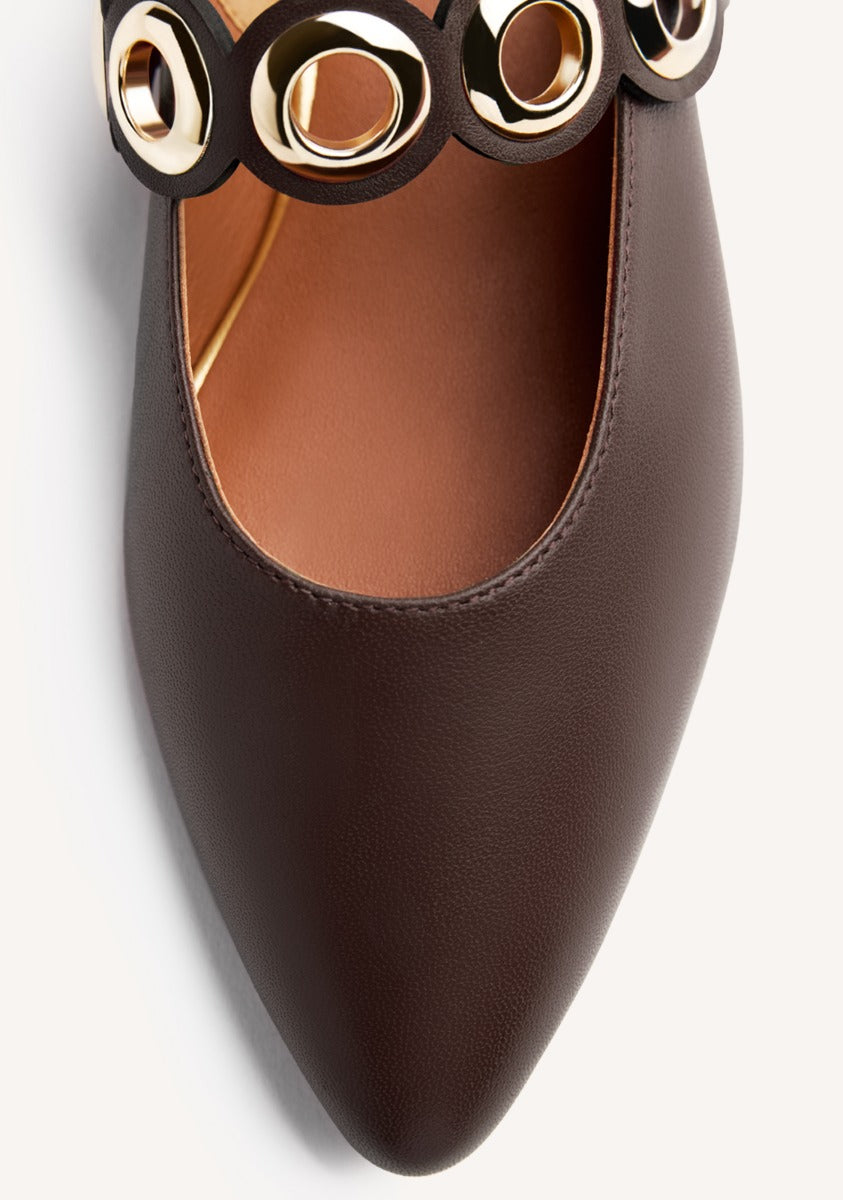 EYELET LEATHER BALLET FLATS NIMROD