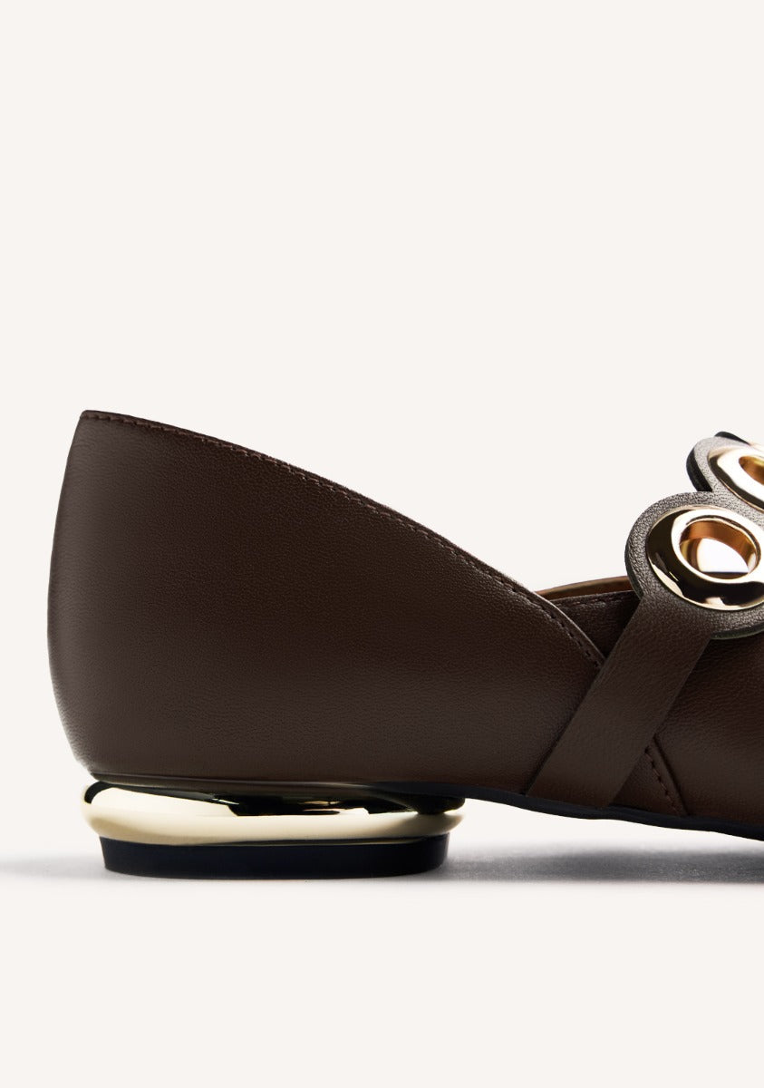 EYELET LEATHER BALLET FLATS NIMROD