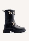 EYELET LEATHER BIKER BOOTS BELLAIRE