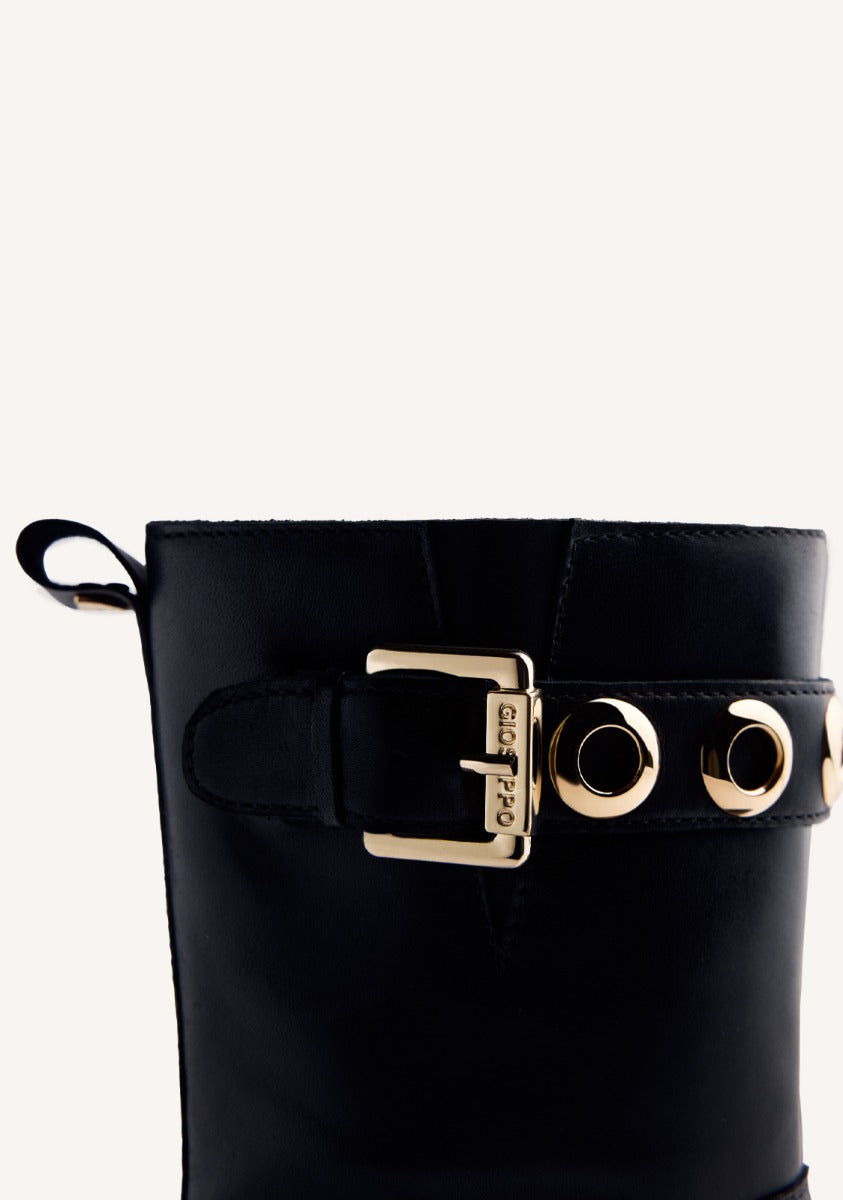 EYELET LEATHER BIKER BOOTS BELLAIRE