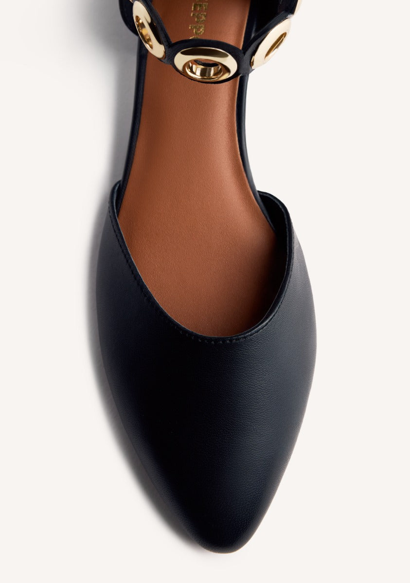 EYELET LEATHER BALLET FLATS BEJOU
