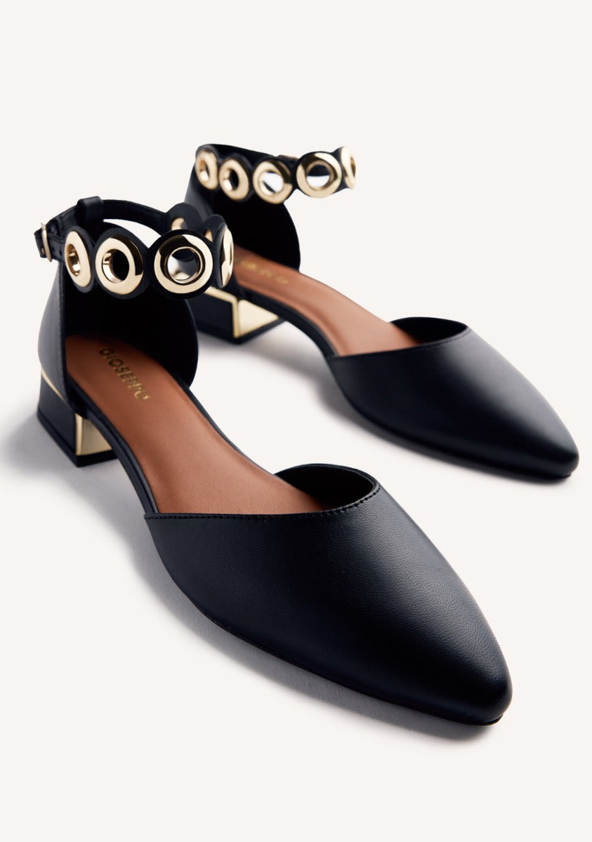 EYELET LEATHER BALLET FLATS BEJOU
