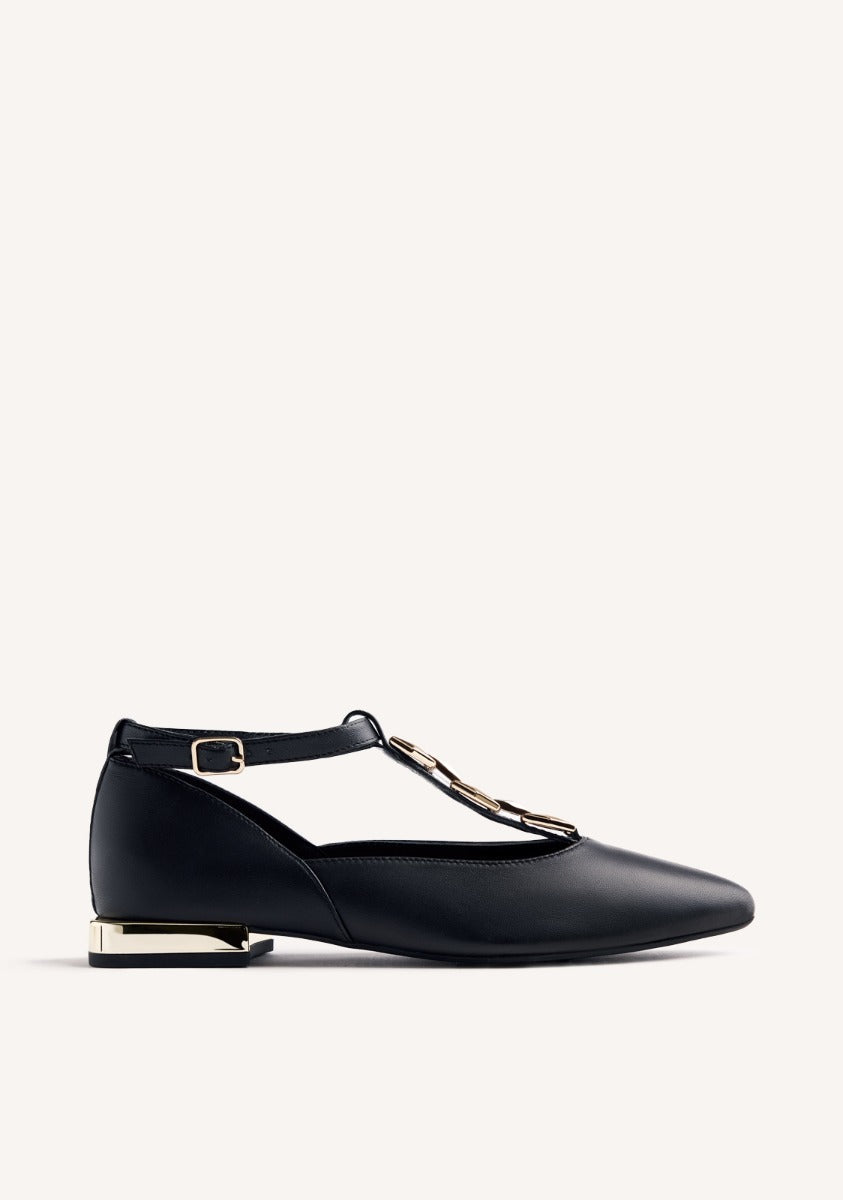 LEATHER CHAIN BALLET FLATS ELSIE