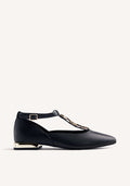 LEATHER CHAIN BALLET FLATS ELSIE