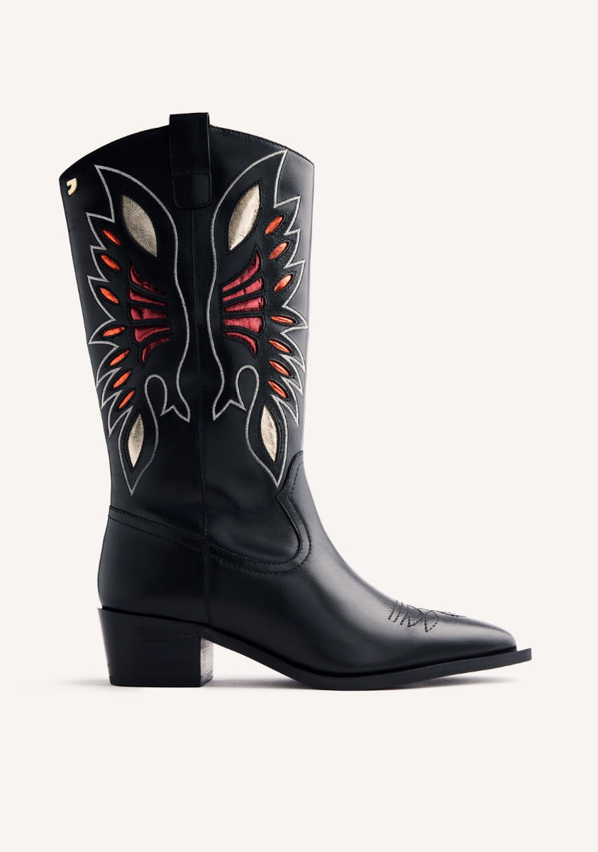 LEATHER ANIMAL PRINTBOY BOOTS NISSWA