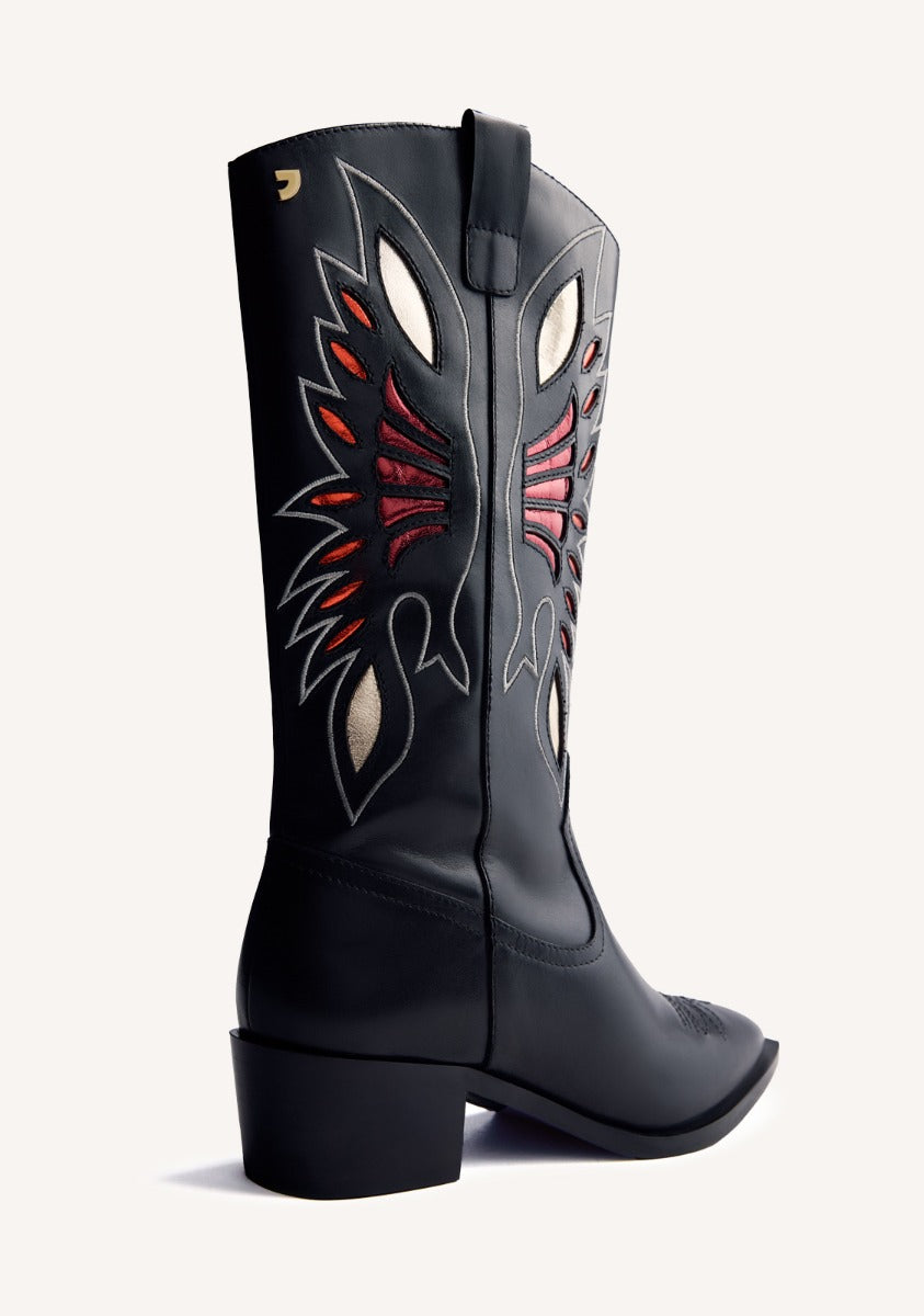 LEATHER ANIMAL PRINTBOY BOOTS NISSWA