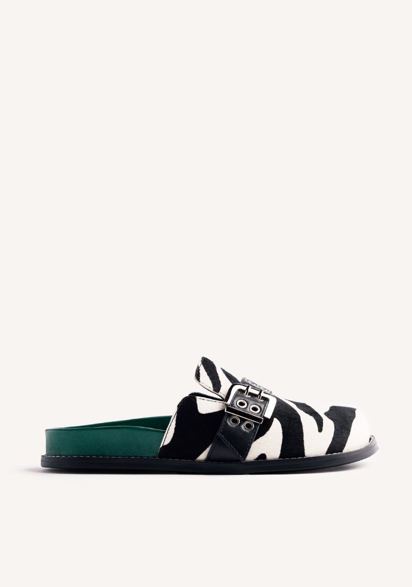 ANIMAL PRINT LEATHER CLOGS BEULAH