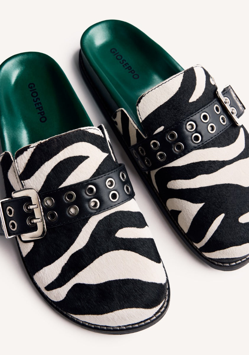 ANIMAL PRINT LEATHER CLOGS BEULAH