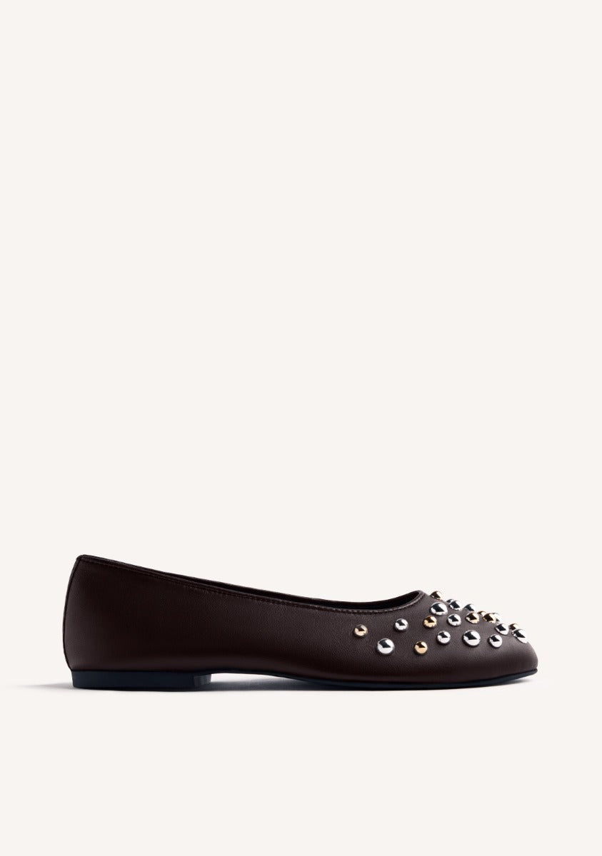 STUDDED LEATHER BALLET FLATS GONVICK