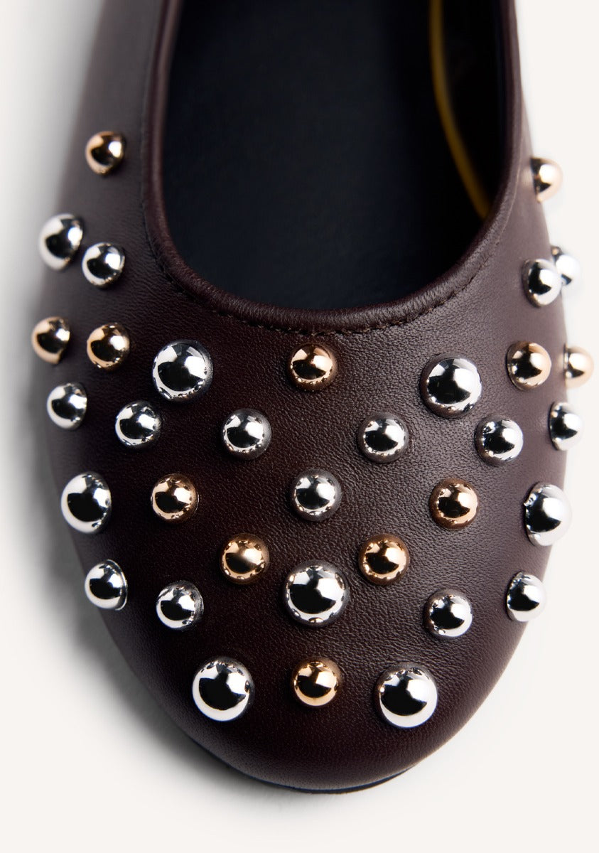 STUDDED LEATHER BALLET FLATS GONVICK