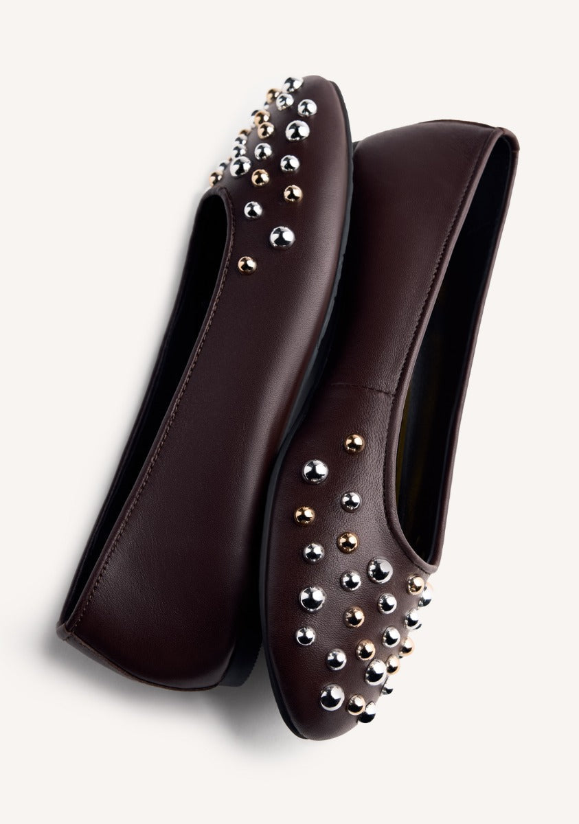 STUDDED LEATHER BALLET FLATS GONVICK