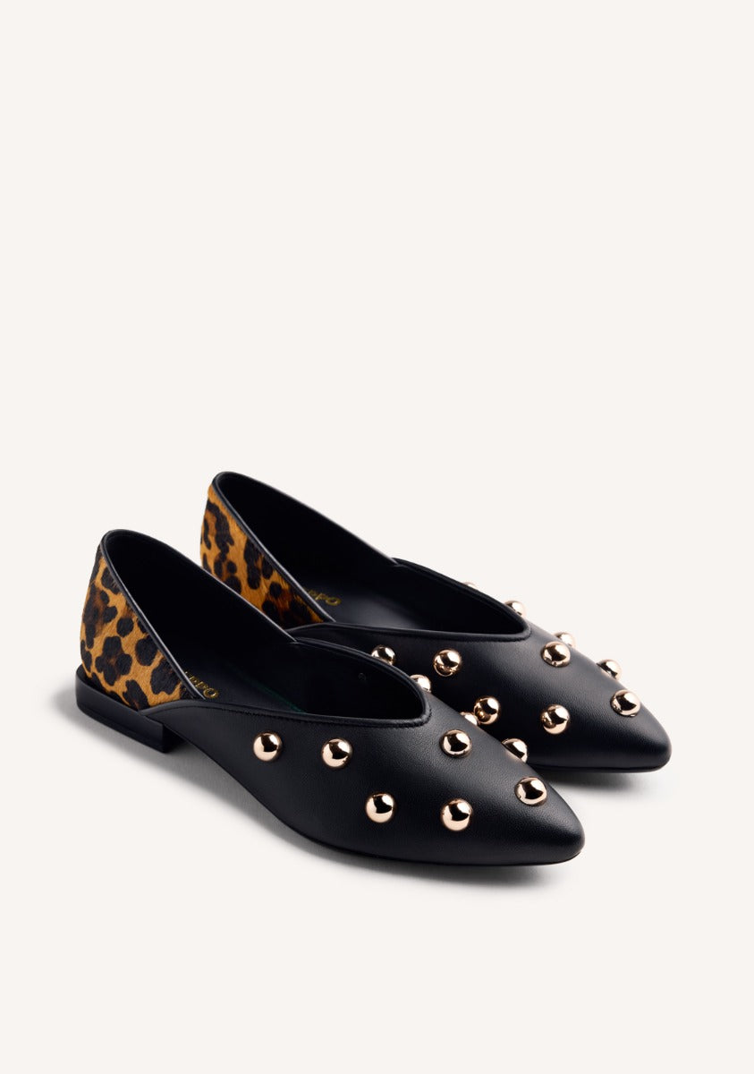 STUDDED LEATHER BALLET FLATS BRAHAM