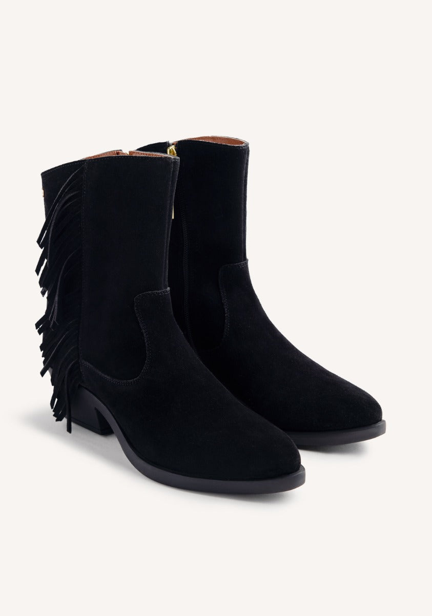 LEATHER FRINGES ANIMAL PRINTBOY BOOTS KASSON