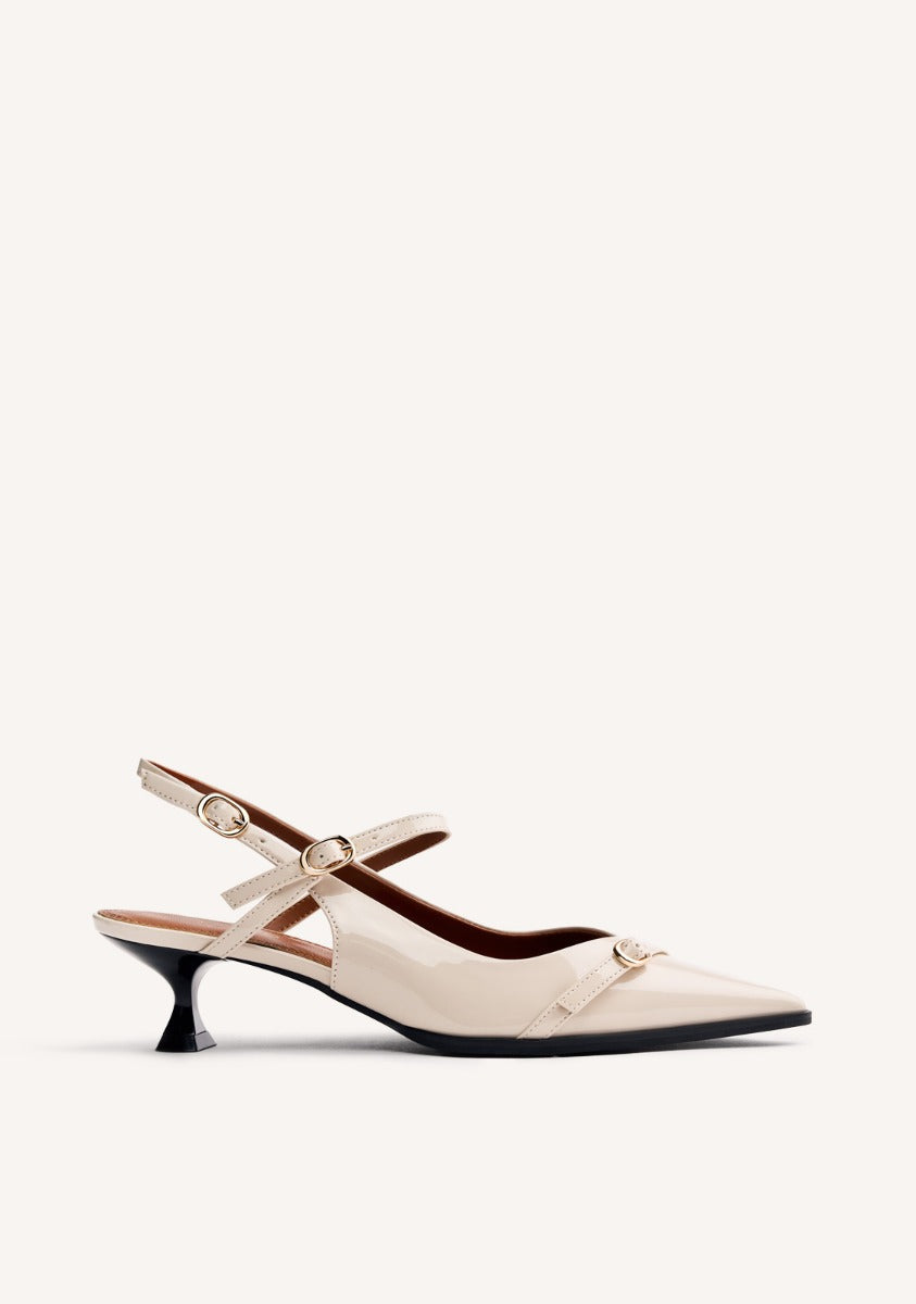 SLINGBACK PATENT EFFECT KITTEN HEELED SHOES SABIN