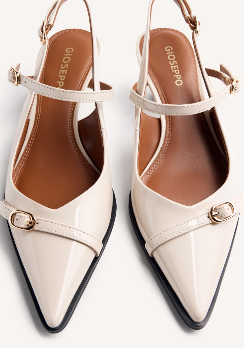 SLINGBACK PATENT EFFECT KITTEN HEELED SHOES SABIN