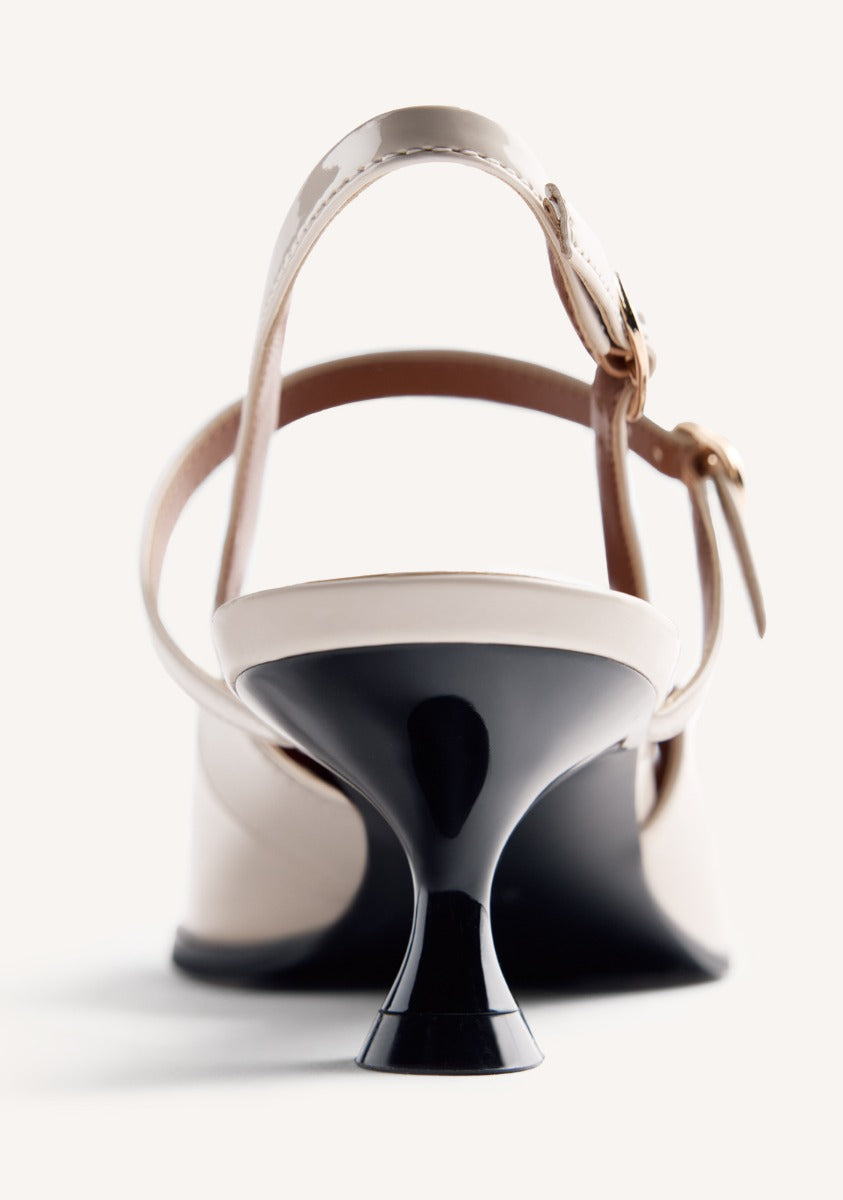 SLINGBACK PATENT EFFECT KITTEN HEELED SHOES SABIN