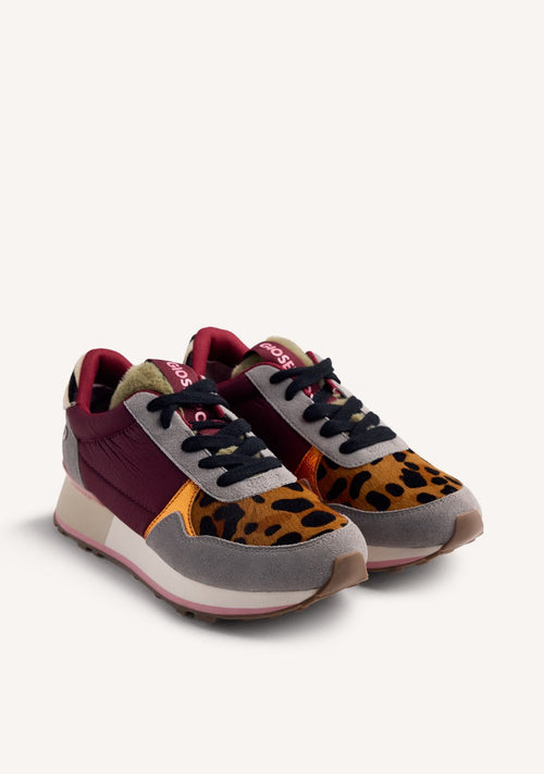 ANIMAL PRINT LEATHER AND FUR SNEAKERS POSEN