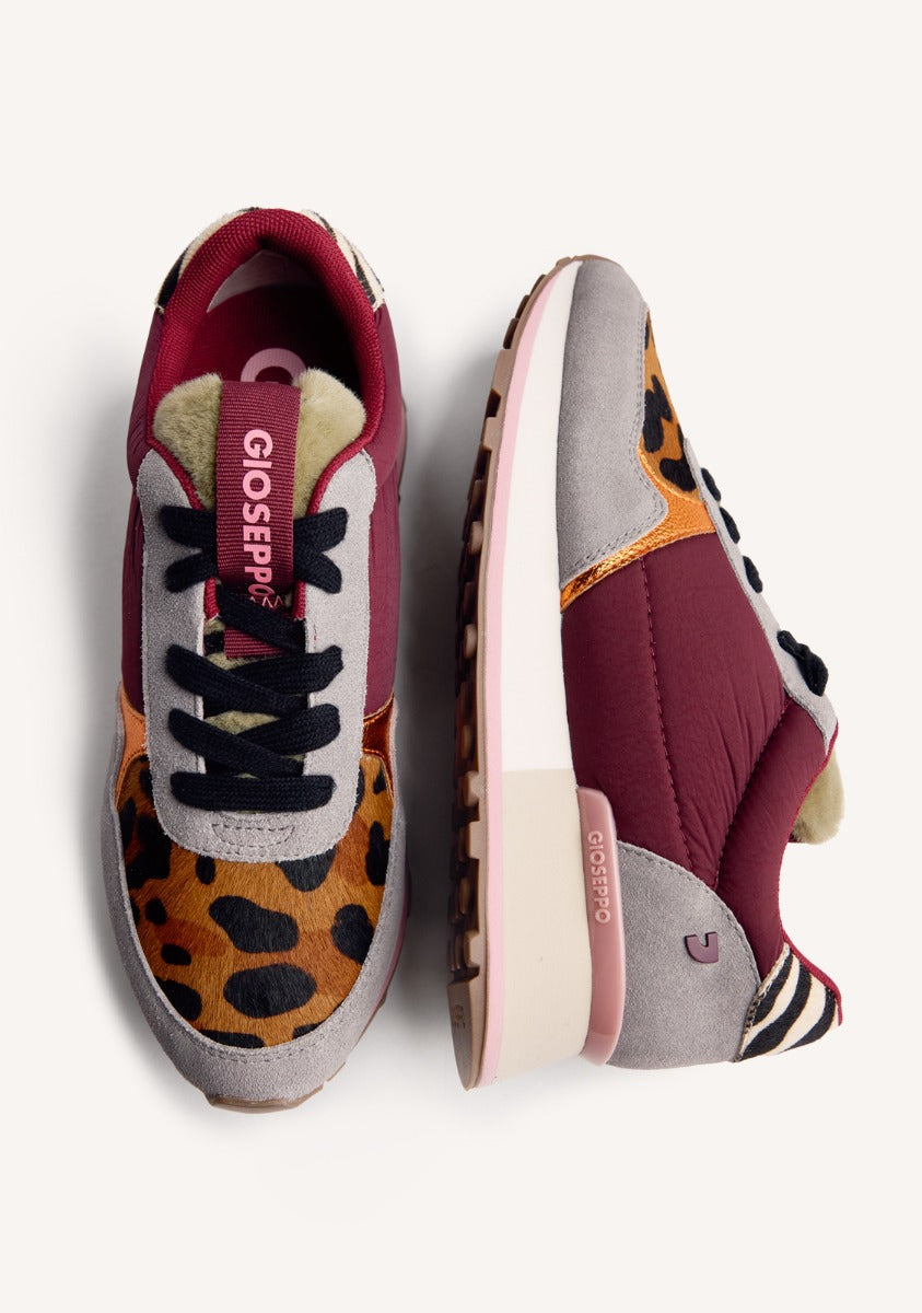 ANIMAL PRINT LEATHER AND FUR SNEAKERS POSEN