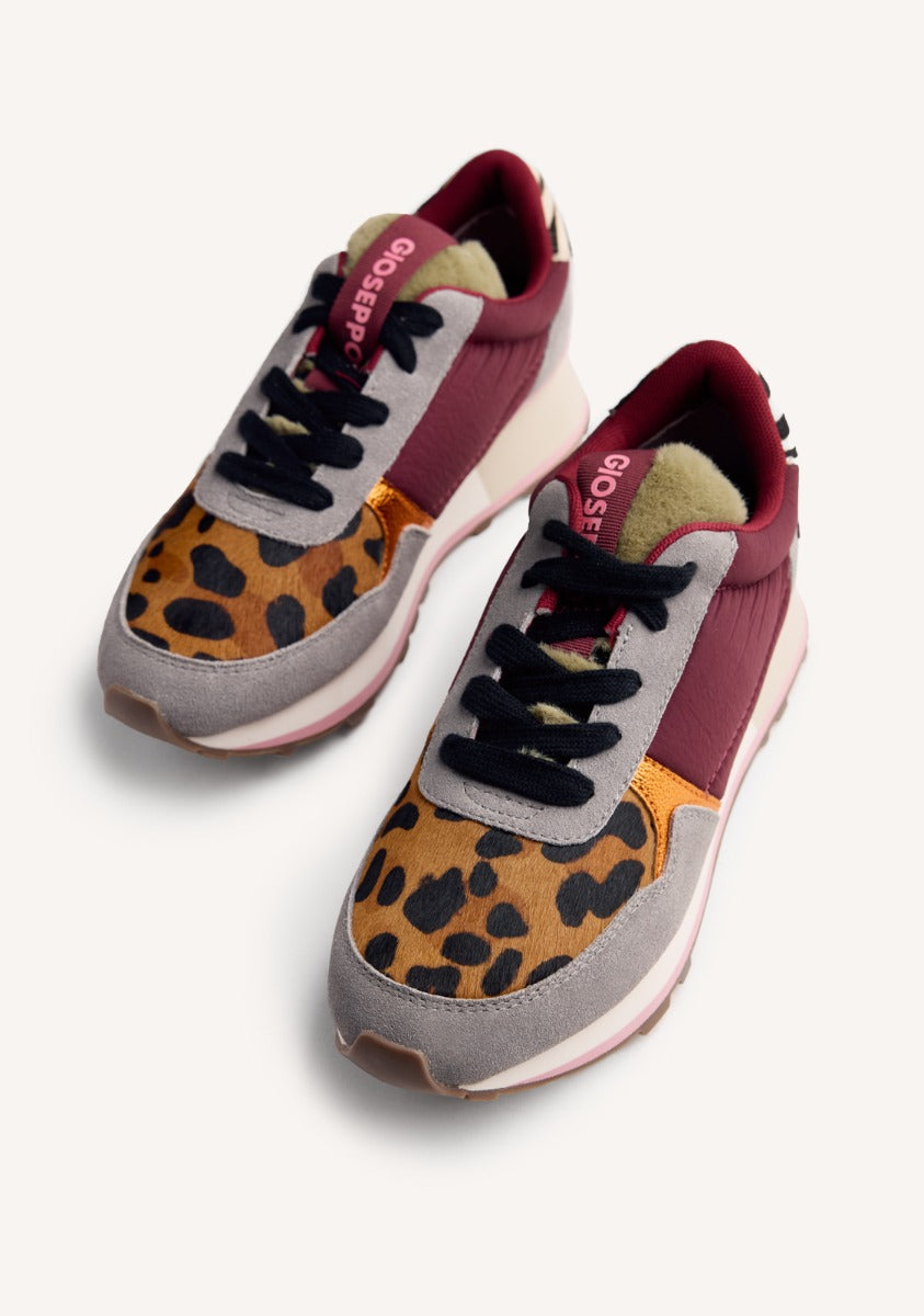 ANIMAL PRINT LEATHER AND FUR SNEAKERS POSEN