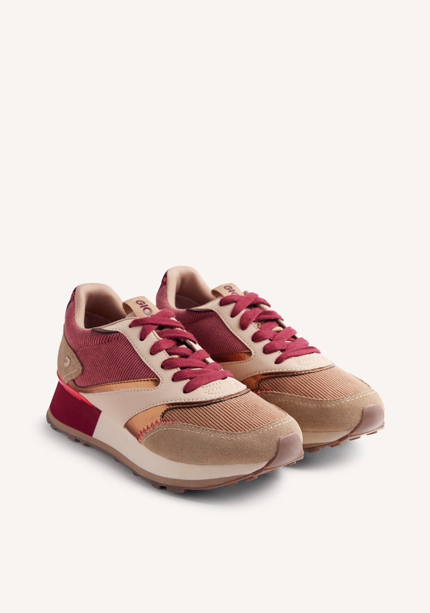 LEATHER AND CORDUROY SNEAKERS LAWTON